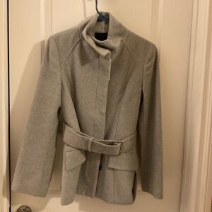 Women’s Coat, Angola & Wool, dry cleaned, size 2, Light Grey